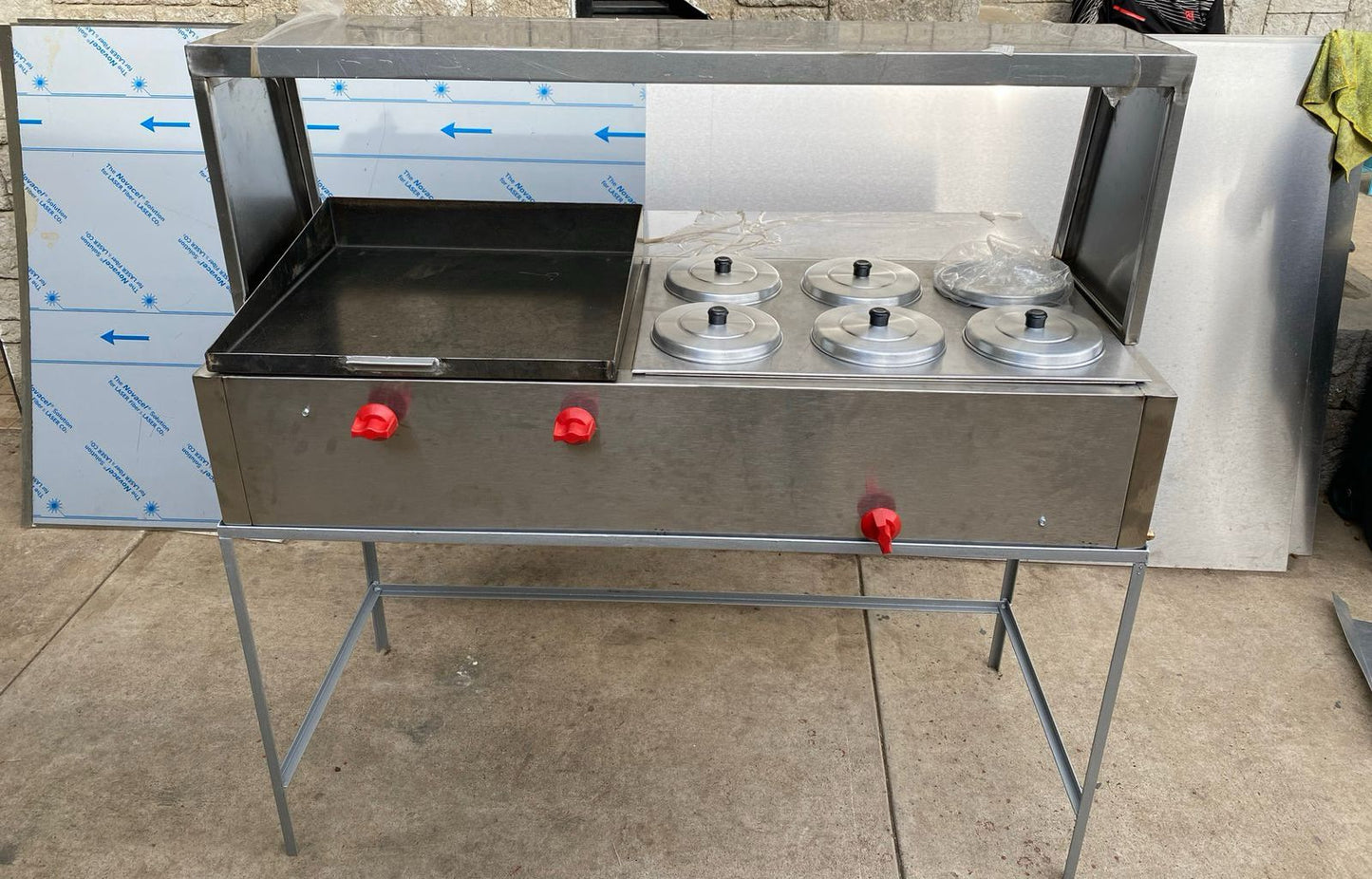 Baño María de 6 ollitas más plancha de acero inoxidable - INOXIDABLES DOBEL