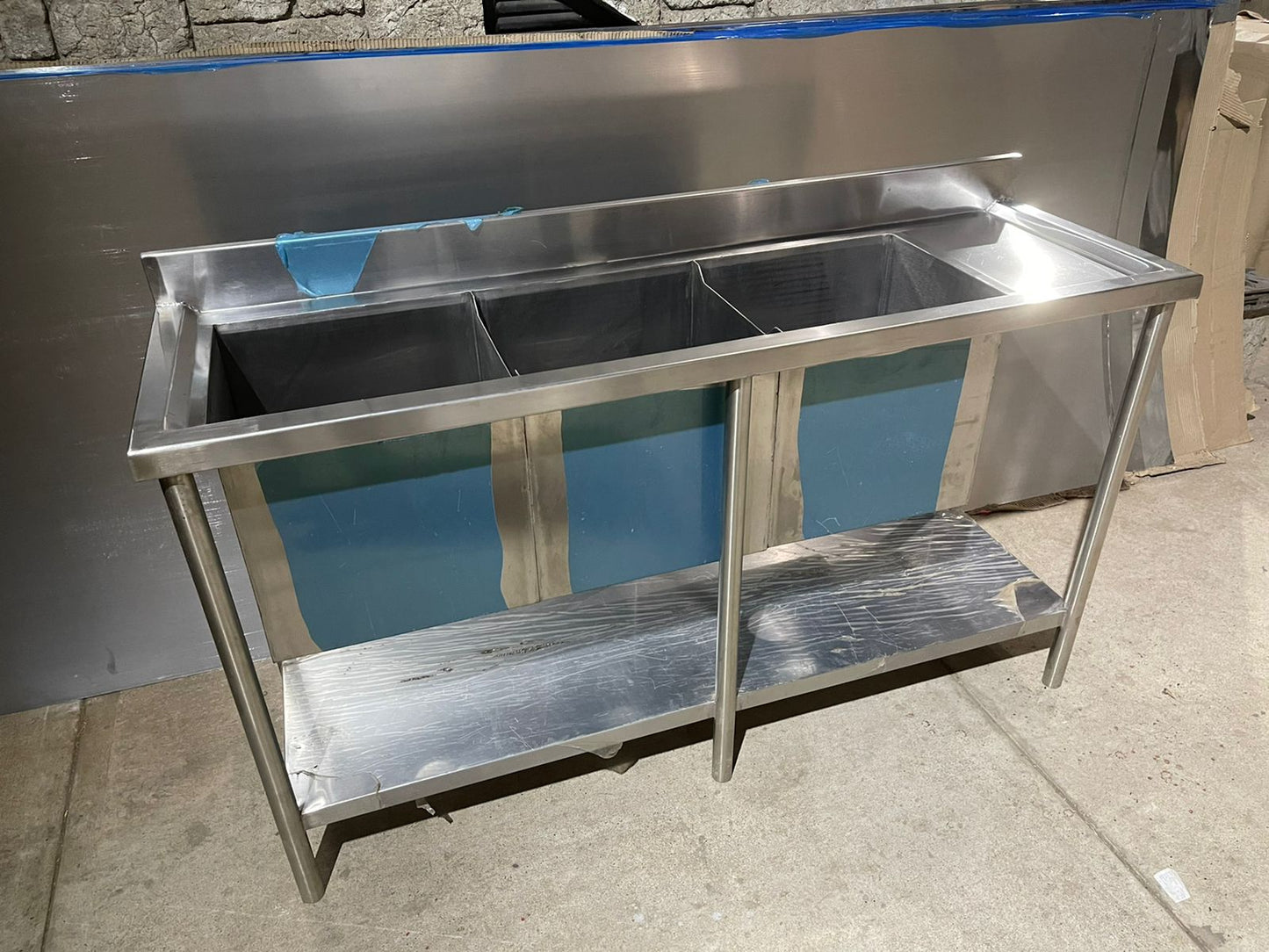 Tarja triple 150x50 de acero inoxidable - INOXIDABLES DOBEL