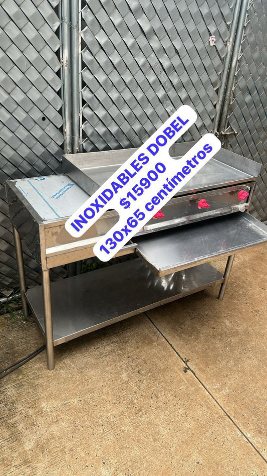 Plancha con mesa 130x65 de acero inoxidable - INOXIDABLES DOBEL