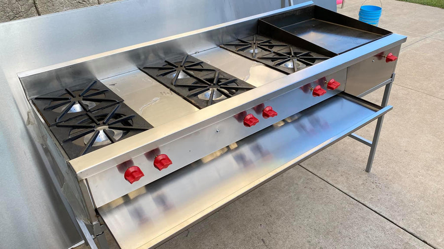 Estufa 6 Quemadores más Plancha 180x65