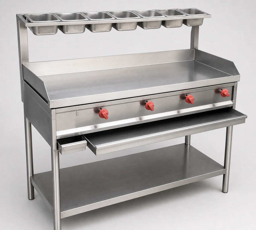 Plancha Inoxidable 120x50 con Barra de Insertos